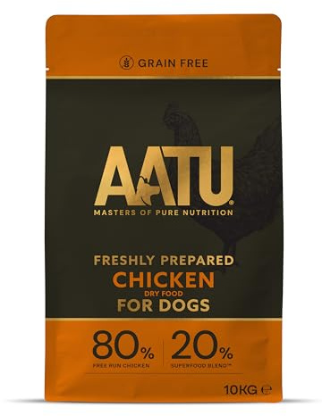 AATU 80/20 Comida Seca para perro, Pollo, Alto en proteínas, Receta libre de cereales, Sin ingredientes artificiales, 10 kg