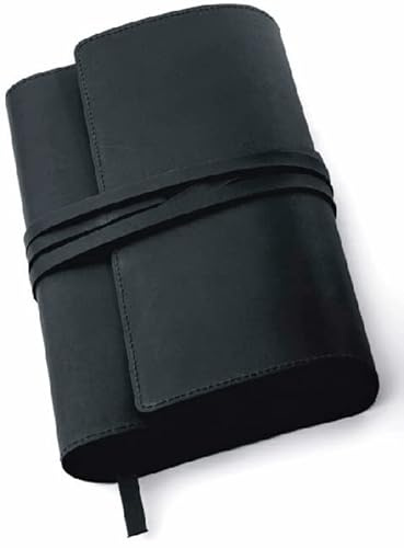MILANO Lederbuchhülle L schwarz: Variable Buchhülle aus echtem Rindsleder für Bücher bis 24,5 cm Höhe.: Variable Buchhülle aus echtem Leder für Bücher bis 24,5 cm Höhe