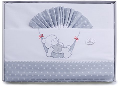 PEKITAS Bebe Juego De Sábanas Finas 3 Piezas para Cuna 60X120 cm 100% Algodón (Serie Osito Blanco)