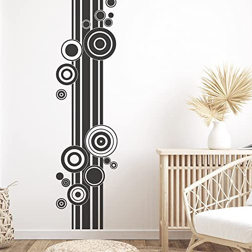 GRAZDesign Wandtattoo Retro Banner | Kreise Vintage Wandaufkleber Wohnzimmer, Schlafzimmer, Flur | Wandbanner Wand Dekoration als Aufkleber, 219x50cm, 073 dunkelgrau