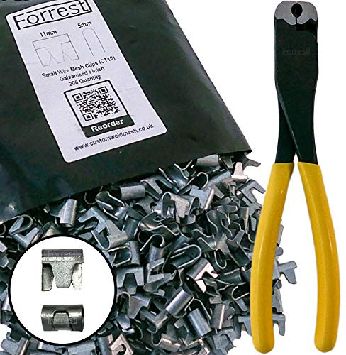 Small Wire mesh Clip plier & 250 Clips CT10 Galvanised Ideal for Aviaries, Fencing, cage Making Forrest® *UK Made*