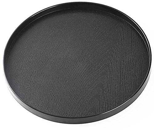 Lezed Runde Holz Serviertablett Servier Tablett kleines Gläsertablett Dekoteller Dekotablett Dekoplatte Tablett für Café, Bar, Restaurant 27 x 2 cm (Schwarz)