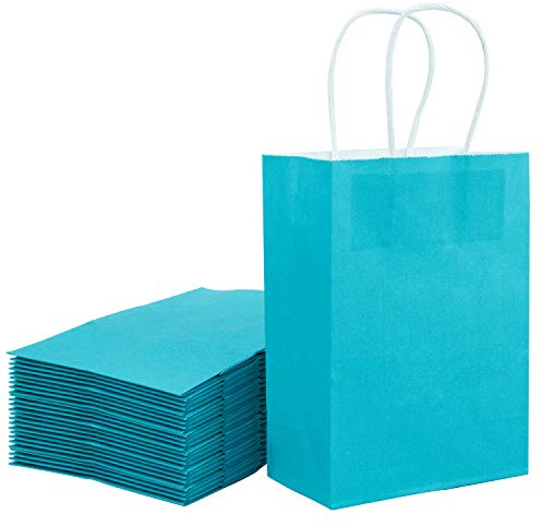 Loveinside 21X11X27 cm Papiertüten Medium Kraft Blue Geschenktüten Bulk Mit Griffen Für Geburtstag Hochzeitsfeier Gefälligkeiten 25 Stück/Set