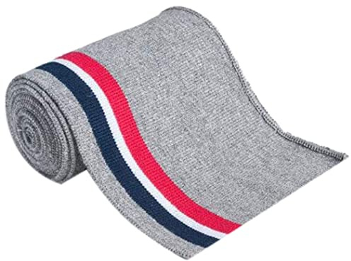 Strickbündchen, Collegebündchen in Grau Melange mit Streifen in Marine/Rot, 120 cm, grau