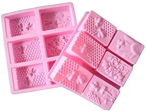 2 moldes rectangulares de silicona en forma de abeja 3D para jabón, pastel, pastelería, manualidades