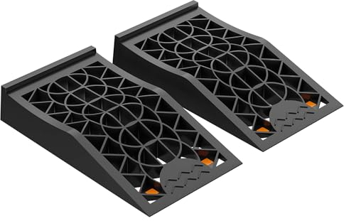 Wiltec Auffahrrampen kurz extra flach 2 Stück aus Kunststoff bis 3 t Autorampe Pkw Auto Kfz Rampe