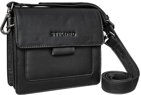 STILORD Naomi Elegante Ledertasche Damen Umhängetasche Kleine Handtasche Clutch Vintage Schultertasche mit Gurt Echtleder Farbe:mittel - braun