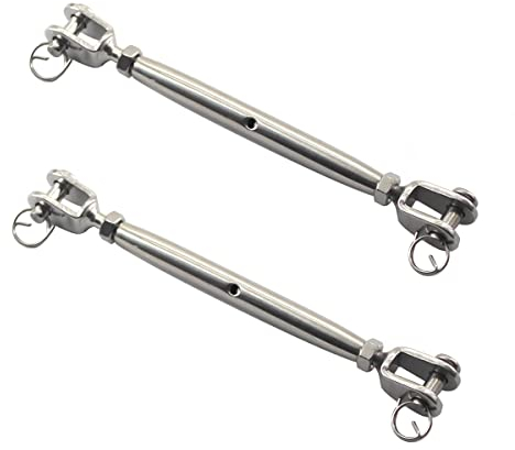 2Pcs 304 Stainless Steel Rigging Screw Jaw Closed Body M10, Medifier Turnbuckle, Tensioner