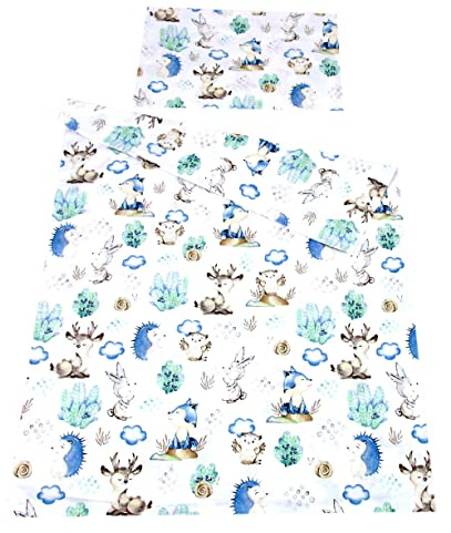 Babylux Bettwäsche Bezug 2 TLG. 100 x 135 cm / 90 x 120 cm Kinderbettwäsche Bettwäsche Kind Bettset Baby Babybettwäsche (122. Igel&RehBFF, 90 x 120 cm)