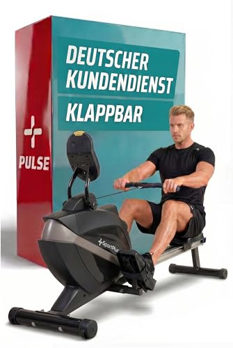 SportPlus Rudergerät für zuhause klappbar - Designed IN Germany - Für Einsteiger & Fortgeschrittene - Rudermaschine Magnetwiederstand Extra Leise, klappbar & platzsparend bis 150kg
