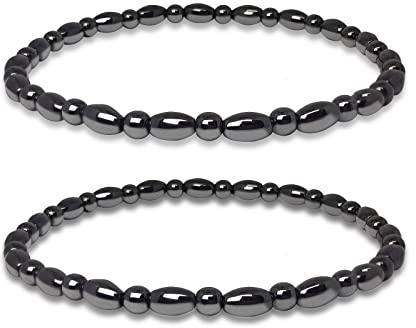 Hion 2 Pack Black Obsidian Anklet Set for Women/Men, Triple Protection, Adjustable Size, 9.6 inches, 2 count