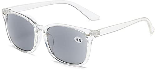 Lanomi Mode Getönte Lesebrille mit Sonnenschutz Damen Herren Sonnen Sehhilfe Lesehilfe Kunststoff Rechteckige Rahmen Sonnenbrille mit Sehstärke