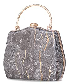 CORIOS Abendtasche Damen Marmor Clutch Bag Luxus Handgelenktasche Klein Tasche Elegant Brauttasche Abnehmbarer Kette Handtasche für Hochzeit Abendparty Geburtstag Tanzparty Schwarz