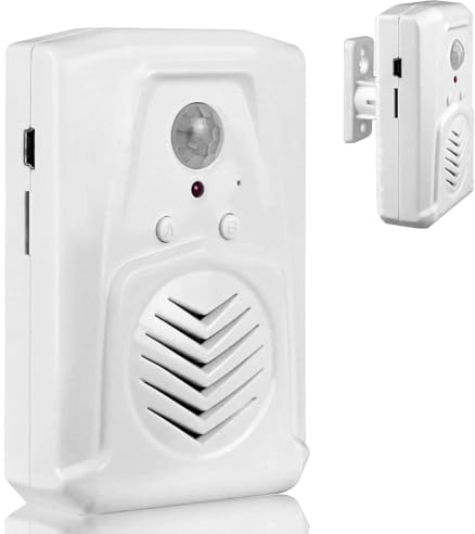 Timbre con Sensor de Movimiento IR, PIR Infrarrojo MP3 Reproductor de Audio Timbre Alimentado por Sensor de Movimiento Alarma Activada para Puerta de Entrada