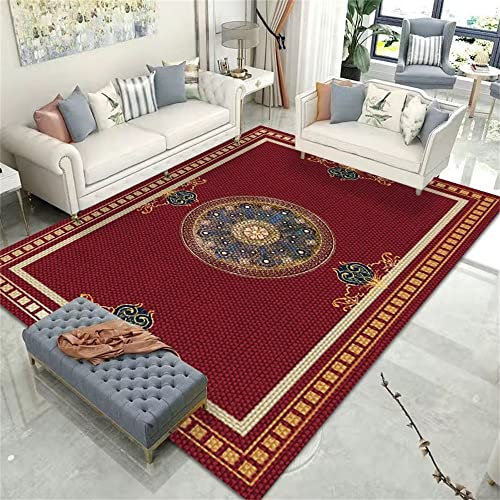 RUGMRZ Area Rug Staubsauger Teppich Kurzflor Teppich Wasch Bare rote Blumen Dekoration Retro Teppich rechteckig Deko Outdoor Terrasse 60 x 90 cm