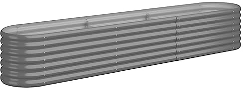 vidaXL Garden Raised Bed Galvanised Steel 224x40x36 cm Grey