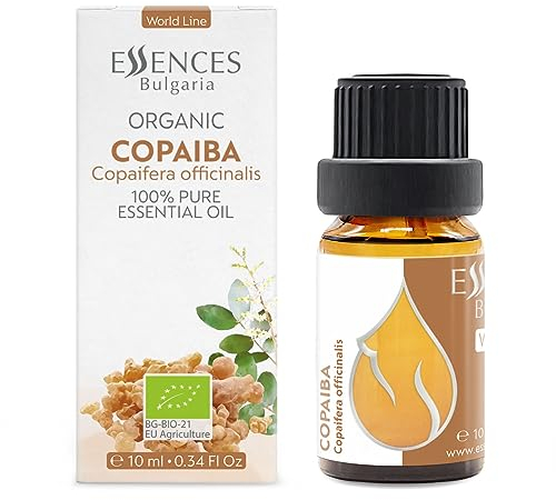Essences Bulgaria Bio-Copaiba Ätherisches Öl 10ml | Copaifera officinalis | 100% Naturrein | Unverdünnt | Therapeutischer Grad | Aromatherapie | Kosmetik | Tierversuchsfrei | Gentechnikfrei | Vegan