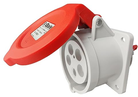 Bals CEE Anbausteckdose gerade 32A 5-polig 400V 6h Einbausteckdose Anbaudose 1320021, Steckdose mit Anschlusstechnik QUICK-CONNECT IP54 für Gewerbe, Baustelle
