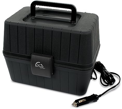 TRAVEL TIME Fornello portatile da 12 V con 5 padelle e coperchi, 150 W, universale per la maggior parte dei veicoli, mini scaldavivande a microonde per auto, camion, viaggi, lavoro