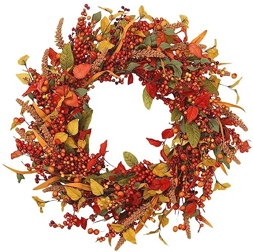 Türkranz Herbst | Herbstkränze für die Haustür | 35cm Herbstkranz Haustür Dekoration Beerenkranz Tischkranz Türdeko Außen Drinnen Herbstdeko für Erntedankfest Halloween Hochzeit