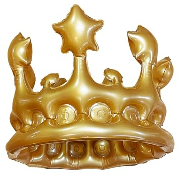 Krone aufblasbar in gold in zwei Größen für Karneval, Party, JGA, Kohlkönig (2, 23cm)