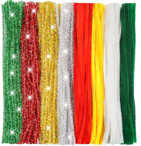 TOAOB 200 Piezas Limpiapipas para Manualidades 2 Estilos Alambre de Chenilla Limpiador de Pipas 4 Colores para Proyectos DIY y Decoraciones
