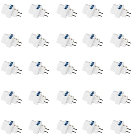 Reseadapter, 2 x tvåstegsuttag 10A/16A + 1 universell, fransk/tysk elektrisk kontakt 16A 2P + T Schuko (25)