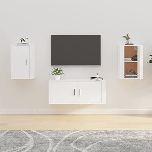 ShGaxin TV-Wandschränke 2 STK Tv Board, Tv Lowboard, Tv Tisch, Fernsehschrank, Fernsehtisch, Kommode, Sideboard Wohnzimmer, Tv Sideboard, Weiß 40x34,5x60 cm