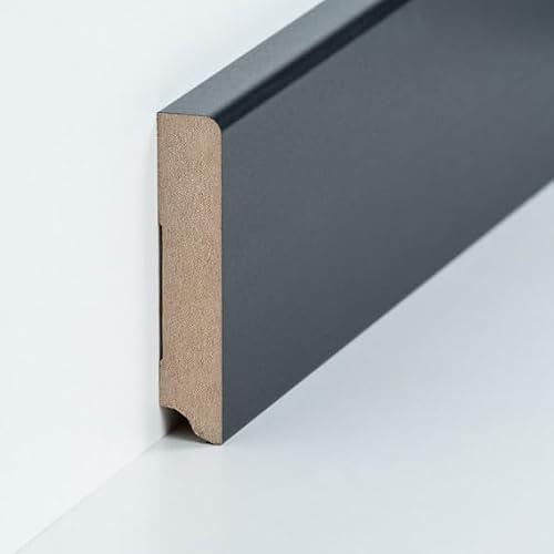PROVISTON Lot de 10 plinthes en MDF - 19 x 96 x 2500 mm - Cœur en MDF noir - À coller, visser et clouer - 25 m