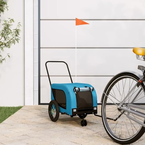 LAPOOH Fahrradanhänger Hunde Blau und Schwarz Oxford-Gewebe & Eisen, Fahrrad Anhänger, Lastenanhänger, Handwagen, Fahrrad-lastenanhänger, Lastenfahrrad - 94016