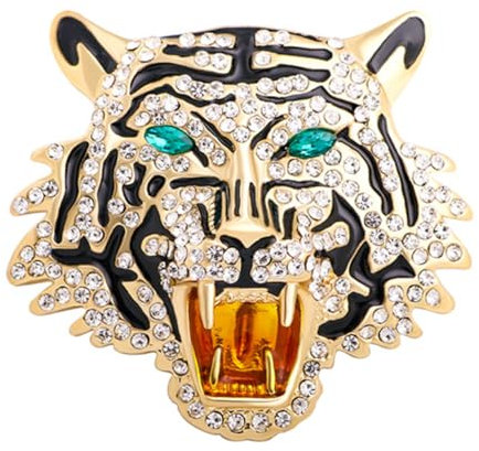 TOGEVAL Tiger Brosche Strass Halsketten Anhänger Filigran Für Damen Kleidung Schmuck Accessoire Party Alltag