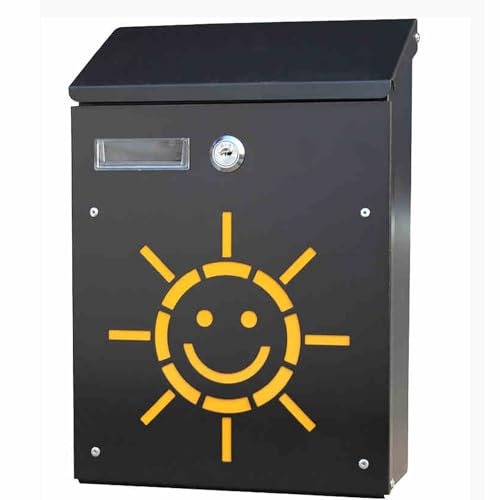 YCXJB Briefkästen für Den Außenbereich mit Schloss, Architektonischer Briefkasten Modern, Designer-wandbriefkasten aus Gusseisen zur Wandmontage, Post Box mit Sicherheitsschlüssel(Black)
