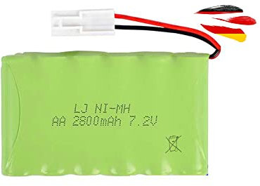 7.2V 2800-mAh Ni-MH Akku, kompatibel mit Tamiya KET 2P Stecker, AA Akkupack Battery für RC Auto, Truck, Bagger, Crawler, Elektroauto, SUV, 4X4, Gelände-Fahrzeug, Funksteuerung, Steuerkasten, Spielzeug