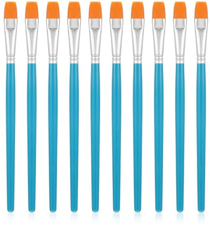 10 pennelli da artista, set di pennelli piatti larghi, in nylon, per dettagli e pittura artistica, acrilico, pittura a olio, gouache e tempera (blu)
