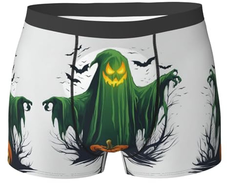 LGHDFYO Green Ghost Horror Bequeme Herren-Boxershorts mit atmungsaktivem und weichem Stoff, Schwarz, XXL