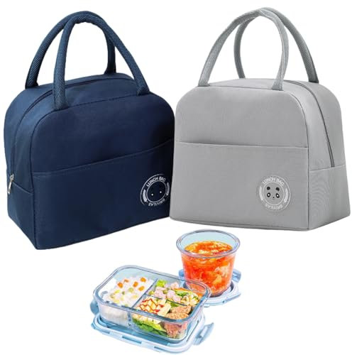 IATAHI Bolsa Térmica Comida,2 piezas Bolsa Térmica Porta Alimentos,Bolsas de Almuerzo,Caja porta con Aislamiento,Bolsa con Aislamiento Térmico para Comida,Lunch Bag