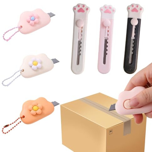 FENQURO 6 PCS Mini Coltello Multiuso Retrattile, taglierino professionale, Mini Coltelli Multiuso Portatili a Forma di Cancelleria per Ufficio Scolastico per Tagliare Buste, Portatile, Sicurezza