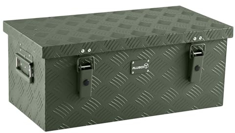 alubox Werkzeugkiste Riffelblech olive ABX-RL45G Aluminium 1,5mm Werkzeugkiste leicht und robust 45 Liter - oliv grün lackiert