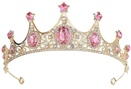 JIHUOO Kristall-Tiara-Krone mit Strasssteinen, Hochzeitskrone, Stirnband, Geburtstag, Prinzessin, Kopfschmuck, Festzug, Abschlussball, Diadem, Krone, Brautparty, Kopfschmuck, glänzender Haarschmuck