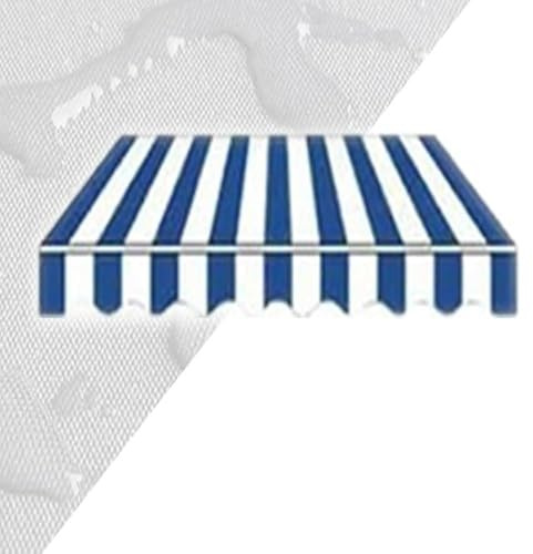 IMUNKT Markisenbespannung Wasserdicht 2m 2.5m 3m 4m Ersatz-Markisenstoff Canvas Gelenkarmmarkise Ersatzteile Draussen Sonnenschutz, Nur Stoff(Blue White,2x1.5m/6.5x5ft)