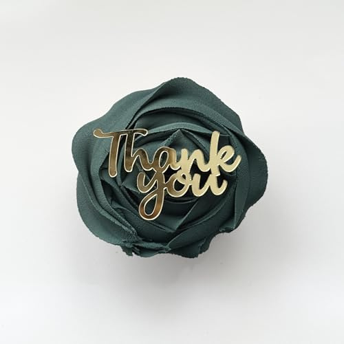 4pcs Thank You Cupcake Toppers – Set of 4, Mirror Gold Acrylic, 3mm Thick, Premium Laser Cut Party Decorations for Weddings, Baby Showers, Teacher Gifts