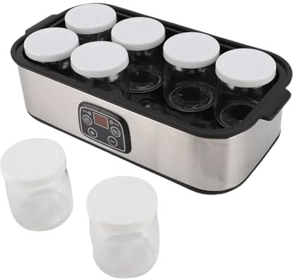 Jiawu Yogurtiera elettrica con 8 vasetti di vetro, macchina per yogurt greco fatto in casa con controllo della temperatura e del tempo regolabili, per frullati, marmellate, gelati (Plug 220v)