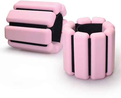 2 piezas de pesas ajustables para muñeca y tobillo de muñeca para tobillo, Pulsera Ajustable, Pulsera de Fitness para yoga, pilates, correr, natación y entrenamiento de fuerza (rosa)
