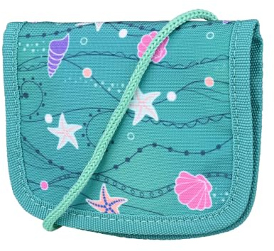 McNeill Brustbeutel Seafish für Kinder – Geldbeutel zum Umhängen mit Klettverschluss, Reißverschlussfächern & Klarsichtfach – Ideal für Schule, Ausflüge und Reisen – 12 x 10 cm