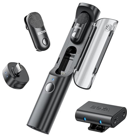 BOYA Magic Mikrofon Kabellos (mit USB-C- und Kamera-Empfänger), Mini Mikrofon Handy für Kamera, iPhone 15/16 Series, Android, PC, USB-C Wireless Lavalier-Mikrofon, Ansteckmikrofon für Vlog, Interview