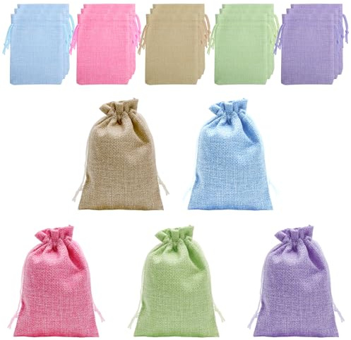 TMZELOA 20 Stück Säckchen zum Befüllen Stoffbeutel mit Kordelzug – Bunte kleine Stoffsäckchen 10x14cm Geschenkbeutel Stoff – Natursäcke Geschenktüten für Schmuck Süßigkeiten Hochzeit Party Weihnachte