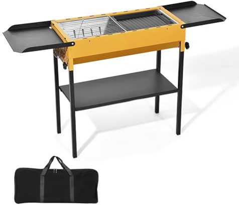 Griglie pieghevoli portatili a carbone per campeggio, altezza regolabile, barbecue con tavolino per campeggio, giardino, picnic, feste in spiaggia