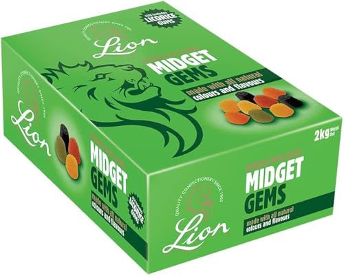 Lions Midget Gems 2kg Box - Classic Fruit Flavored Gummy Candies Bulk Pack by Valeo Confectionery - Perfect for Sharing, Parties & Sweet Treats!