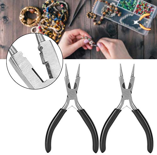 Qcwwy Alicates de Punta Redonda, Herramientas Cómodas de Metal y Caucho para Fabricación de Joyas y Manualidades, 12,5 Cm de Longitud, Perfectos para Envolver Cables Reparar Relojes
