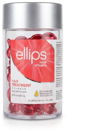 Ellips Hair Vitamin Traitement Cheveux - Protection Thermique Huile de Jojoba & Argan Marocaine - 50 Capsules Monodose 1ml - Soin capillaire